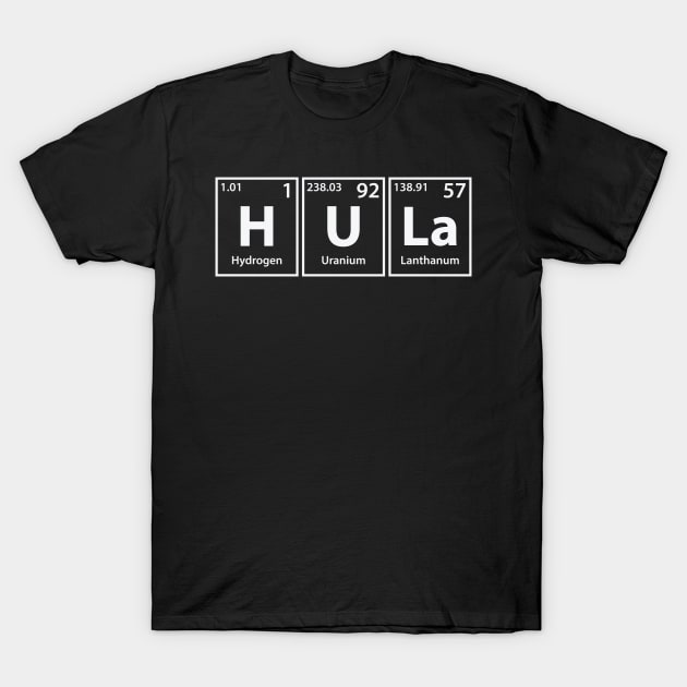 Hula (H-U-La) Periodic Elements Spelling T-Shirt by cerebrands